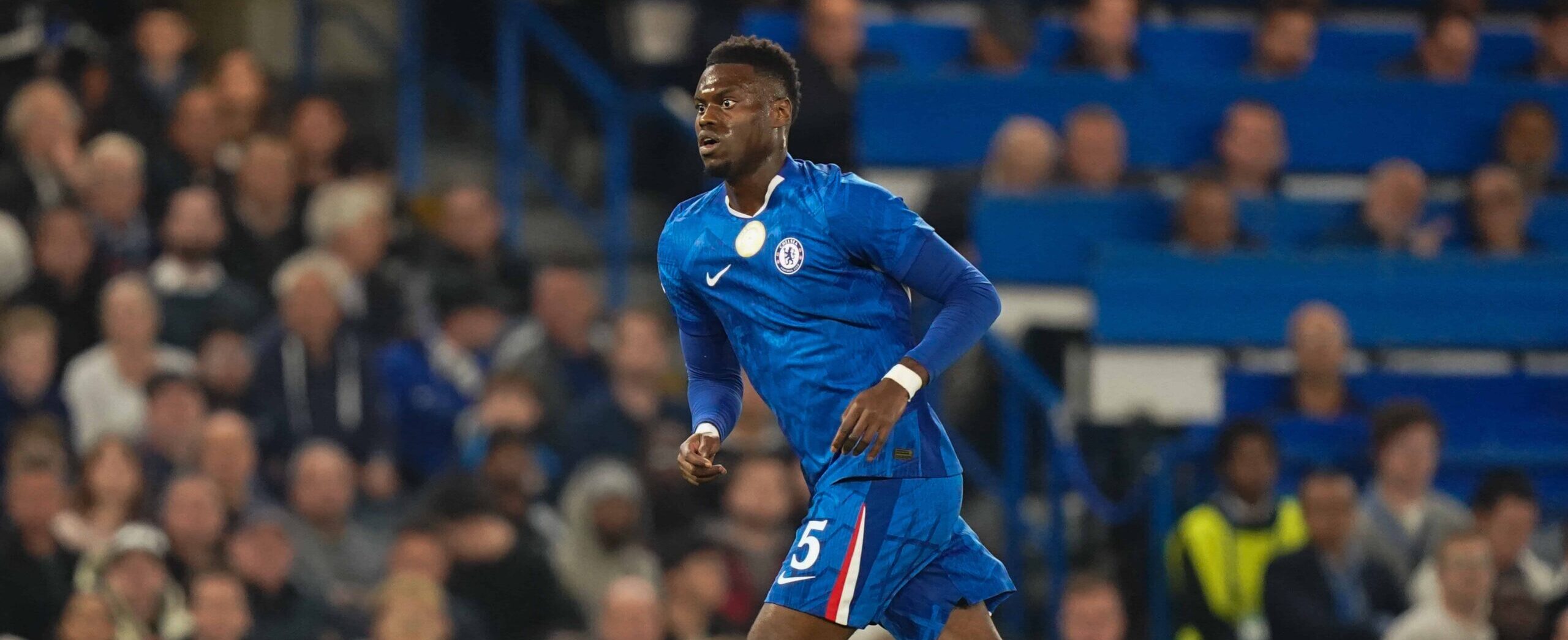 Benoit Badiashile in action for Chelsea in 2025