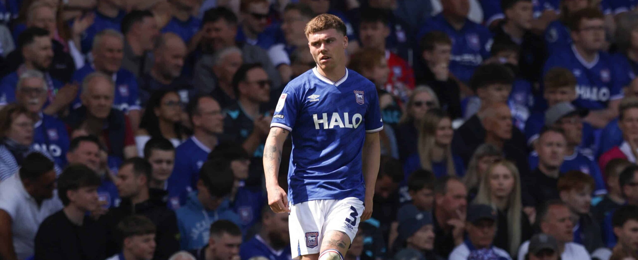 Leif Davis in action for Ipswich Town in 2026