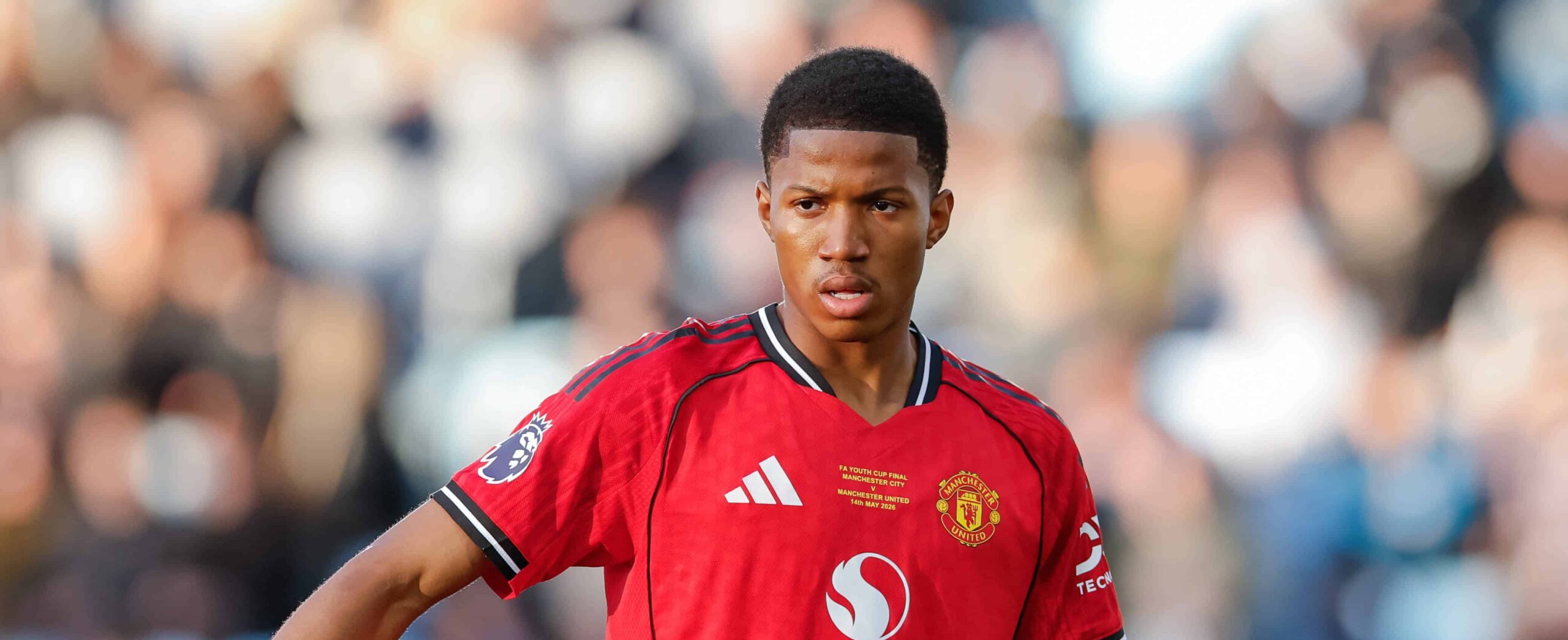 Chido Obi in action for Manchester United in 2026
