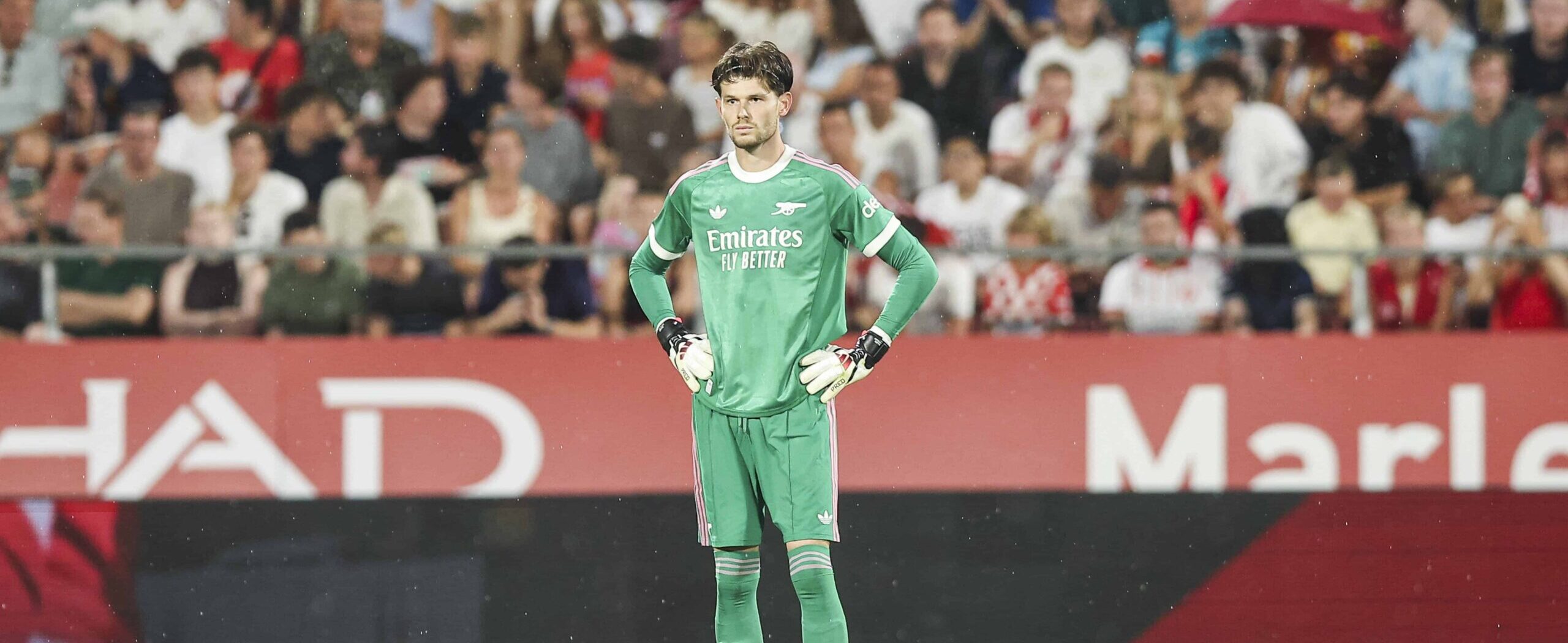 Illan Meslier in action for Arsenal in 2026