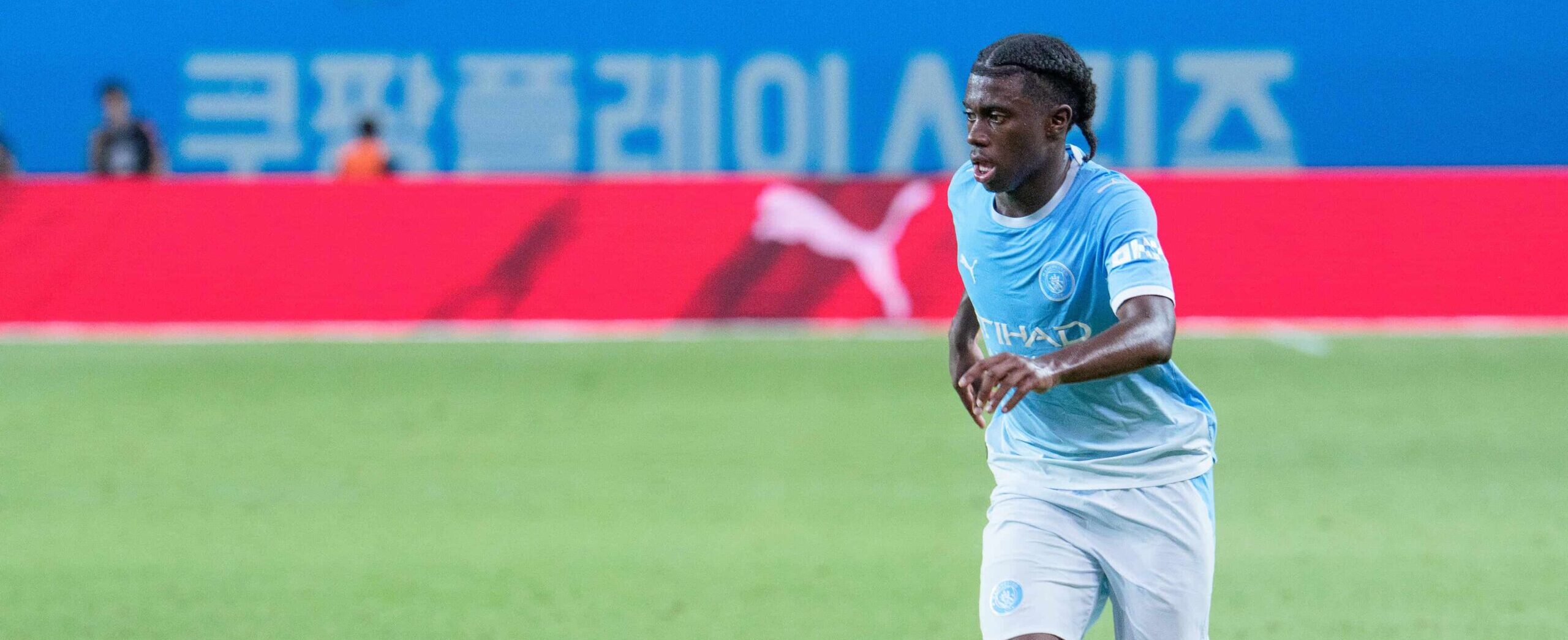 Jeremy Monga in action for Manchester City in 2026