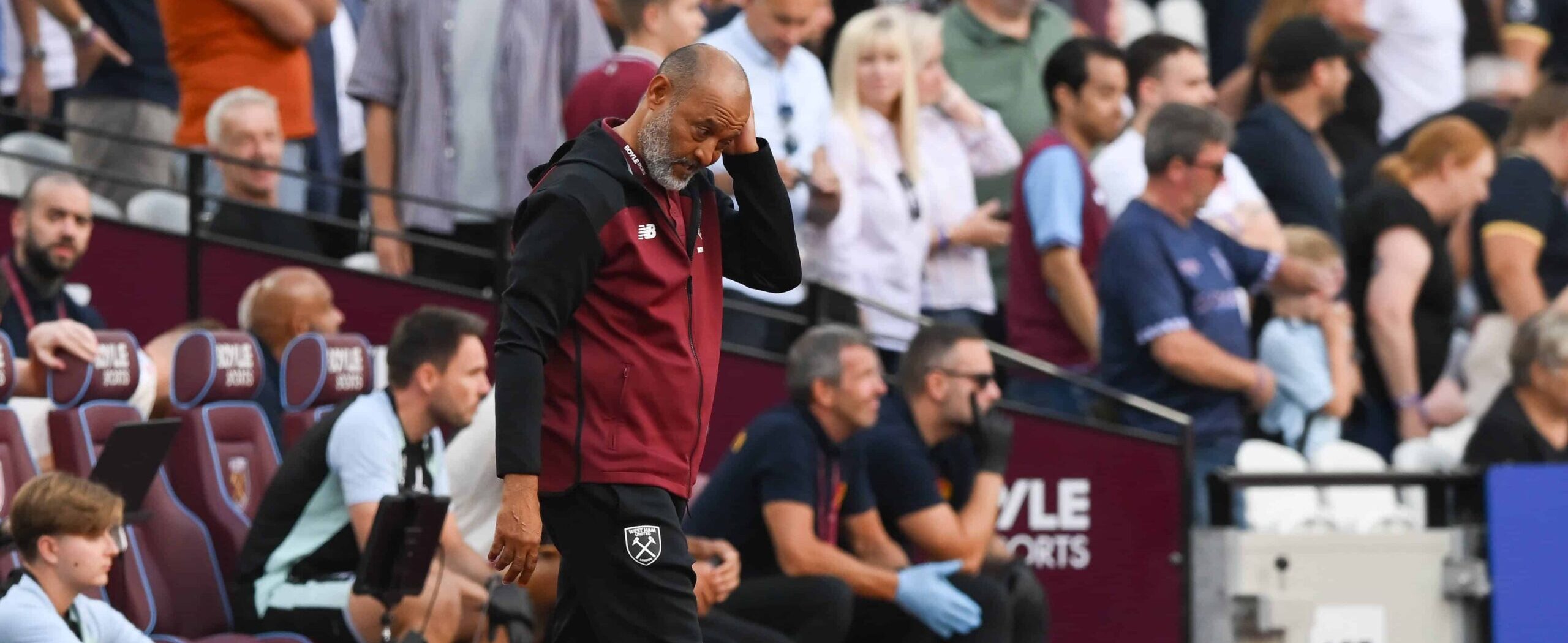 Nuno Espirito Santo in action for West Ham in 2026
