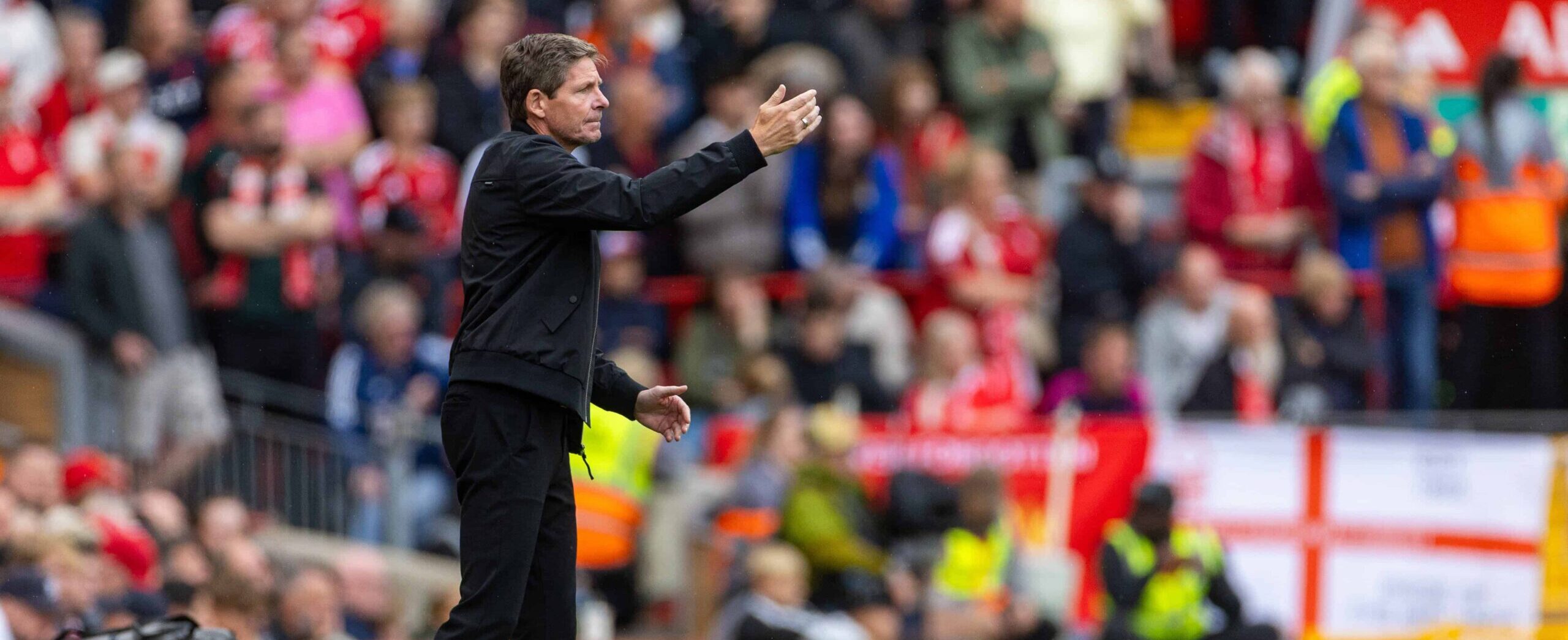 Oliver Glasner in action for Nottingham Forest against Liverpool in 2026