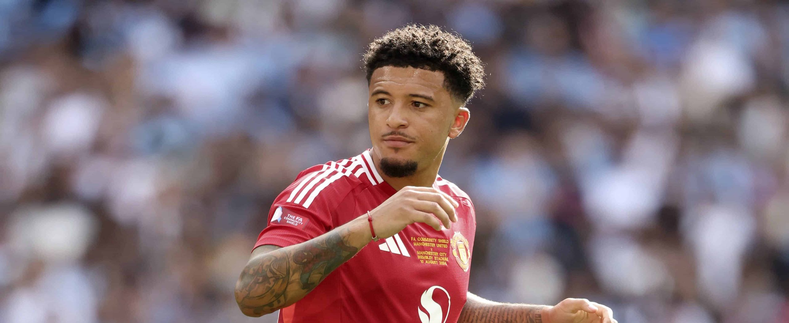 Jadon Sancho playing his last game for Manchester United