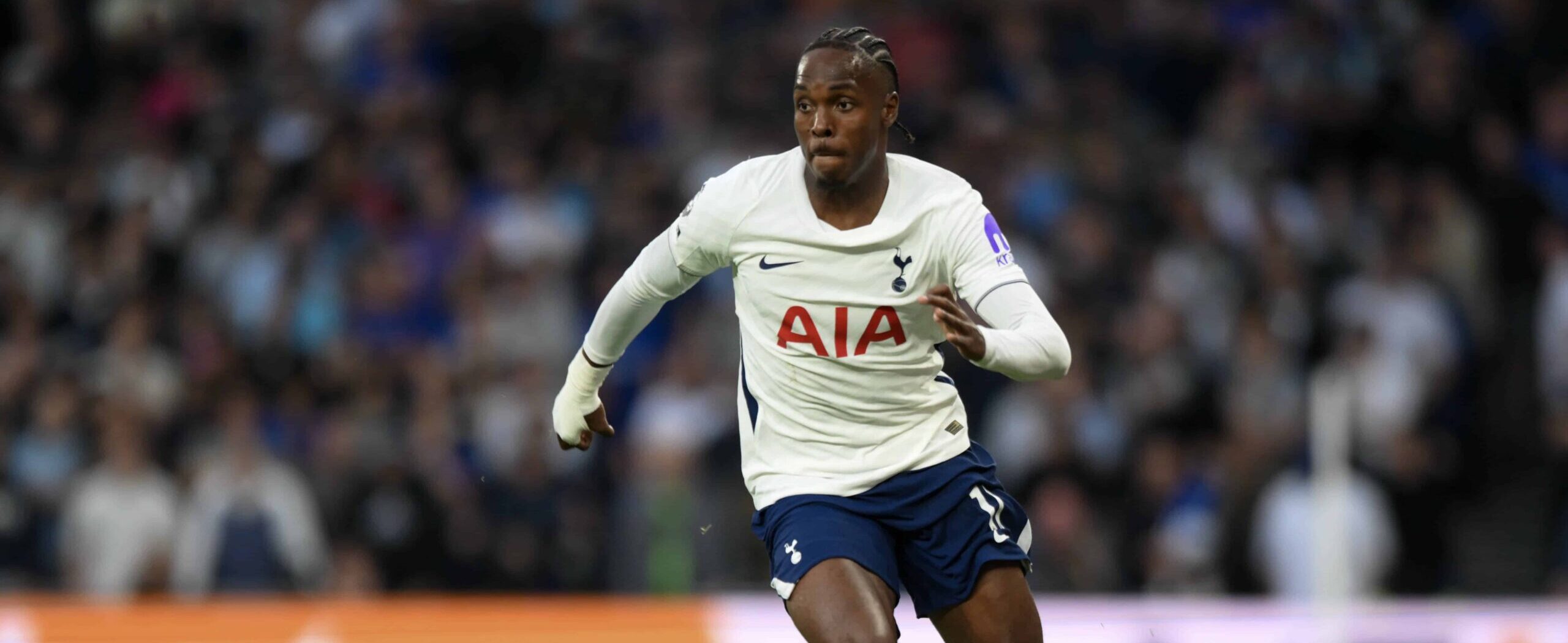 Mathys Tel in action for Tottenham in 2026