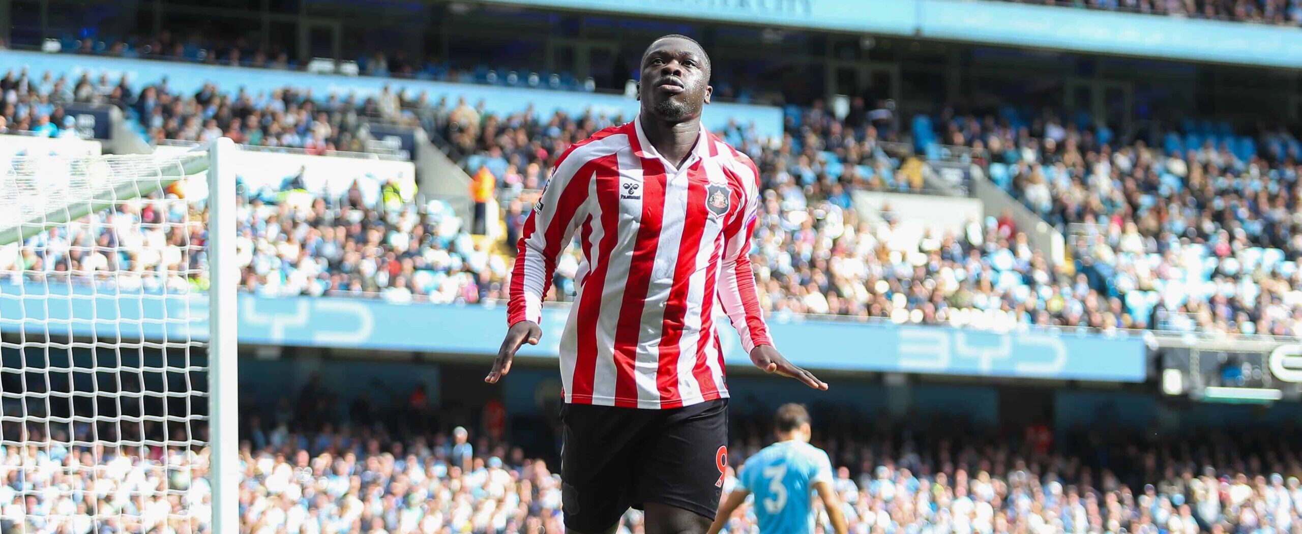 Brian Brobbey in action for Sunderland against Manchester City in 2026