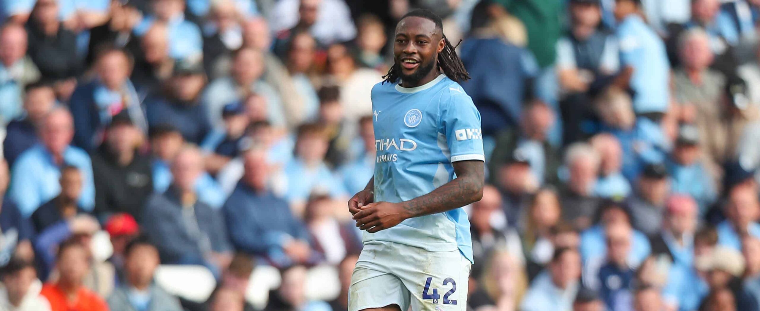 Antoine Semenyo in action for Manchester City in 2026