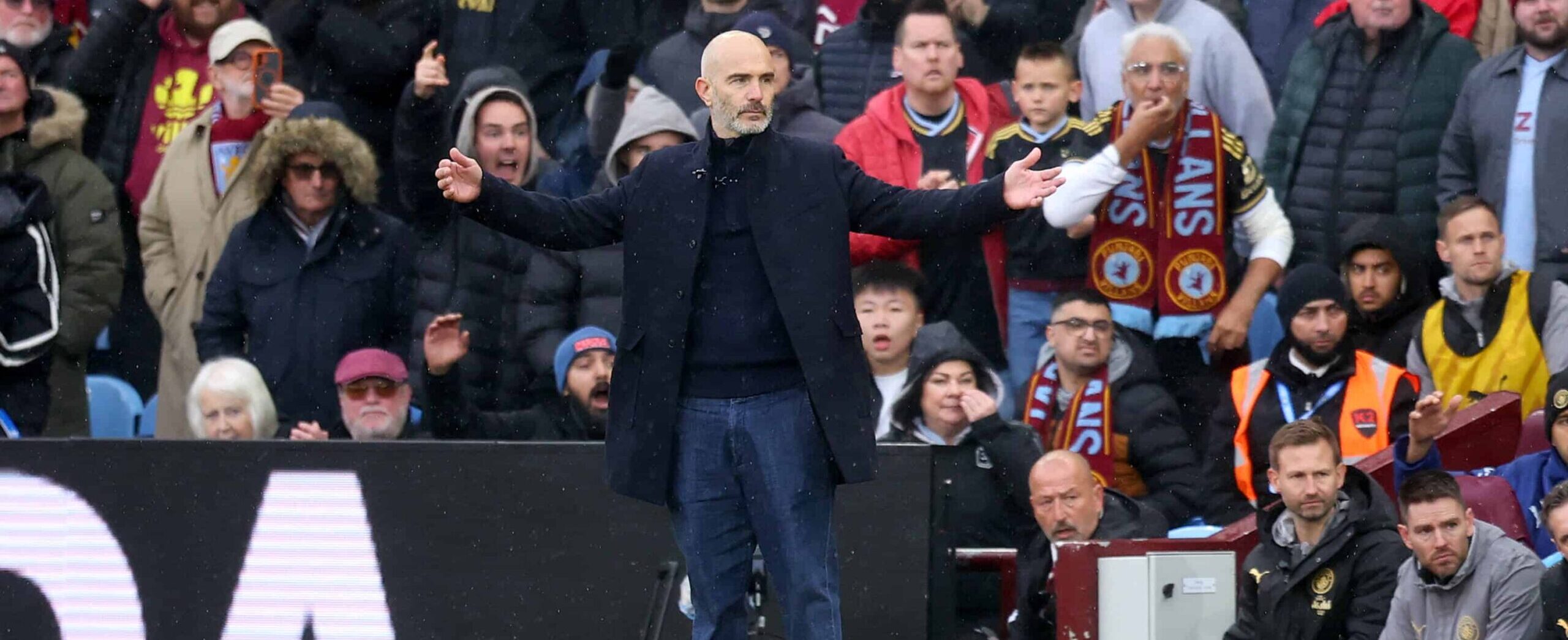 Enzo Maresca in action for Manchester City against Aston Villa in 2026